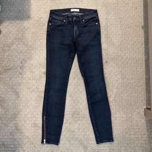 Madewell Dark Blue Skinny Jeans Zip Ankles 25